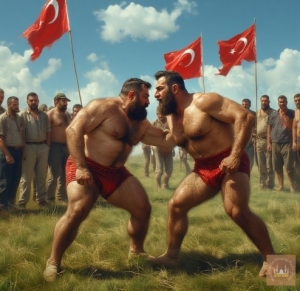 AI - P****o Series 017 - Naked Turkish Wrestler in heroic Poses. Part1