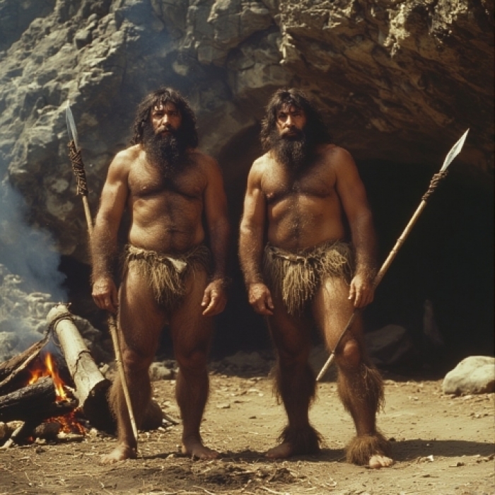 AI - P****o Series 018 - Naked Men in the Stone Age and their Cave. Part1