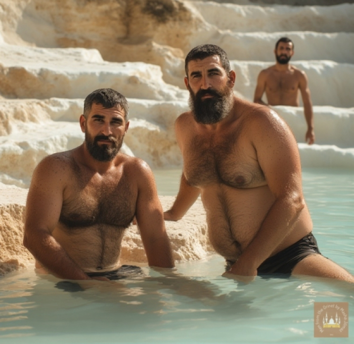 AI - P****o Series 068 - Turkish Farmers meet on Terasses of Pamukkale Part1