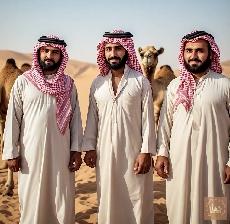 AI Photo Series 114 - Arab Sheikhs in the Desert with their Camels-Part2 AI Photo series